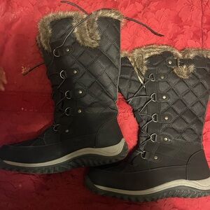 global win women's faux fur boots size 10
